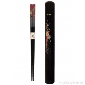M.V. Trrading MVRKS8 Japanese Chopsticks Set with Travel Carry Case Red with Beautiful Foral - B01LWKFFC1
